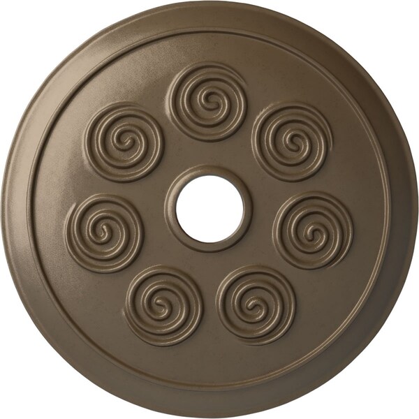 Ekena Millwork Spiral Ceiling Medallion (Fits Canopies up to 4"), Hand-Painted Warm Silver, 25 1/4"OD x 4"ID x 2"P CM25SPWSS - main
